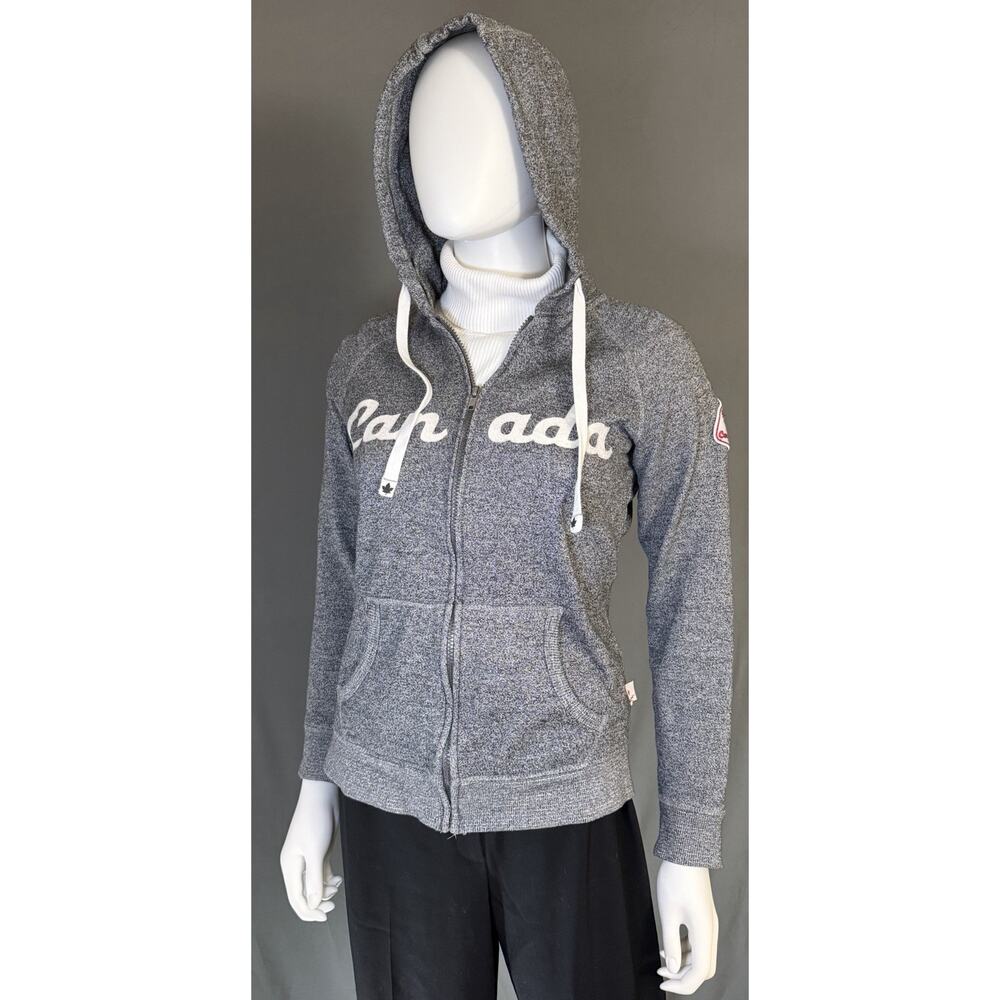 Canadiana Canada Hoodie Women’s S/P Charcoal Gray Full Zip Maple Leaf